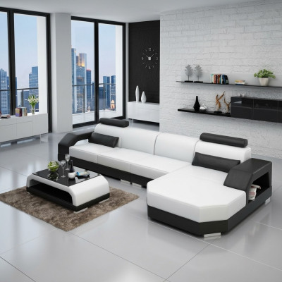 Canapé en cuir Canapé Canapé living Canapé d'angle Ensemble d'angle Design Canapé moderne G8001C