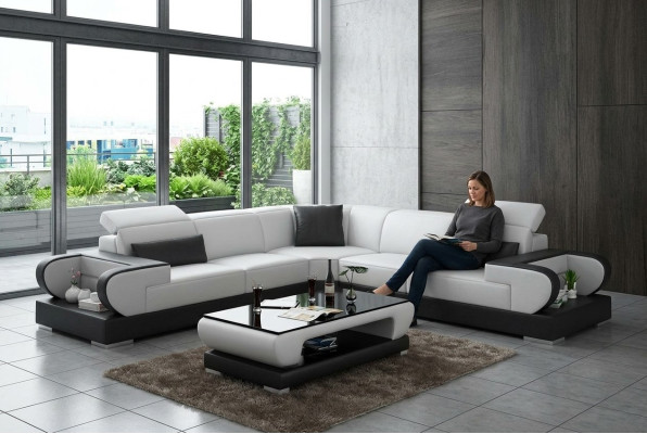 Canapé en cuir Canapé Paysage vivant Canapé d'angle Suite d'angle Design Canapé moderne G8002B