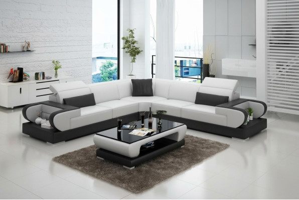 Canapé en cuir Canapé Paysage vivant Canapé d'angle Suite d'angle Design Canapé moderne G8002B