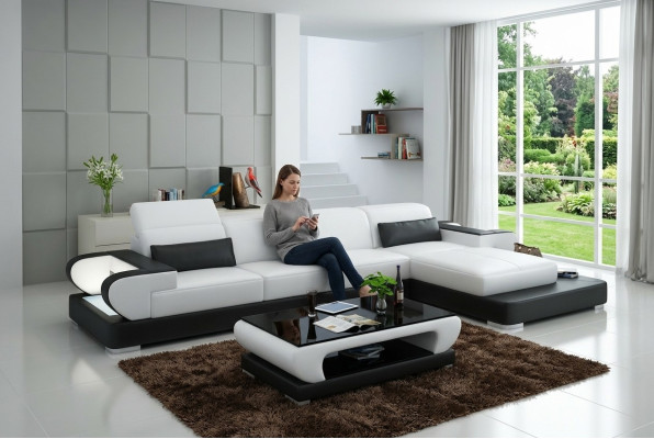 Canapé en cuir Canapé Canapé d'angle Canapé d'angle Suite d'angle Design Canapé moderne G8002C