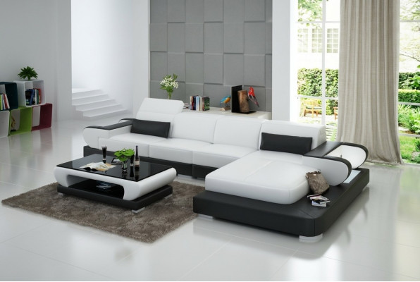 Canapé en cuir Canapé Canapé d'angle Canapé d'angle Suite d'angle Design Canapé moderne G8002C