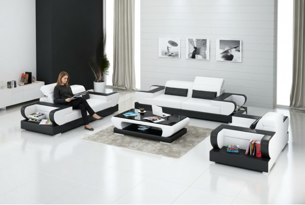 Canapé en cuir Canapé Canapé 3+2+1 places Suite Design Canapé moderne G8002D