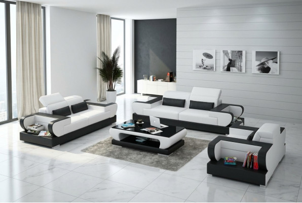 Canapé en cuir Canapé Canapé 3+2+1 places Suite Design Canapé moderne G8002D