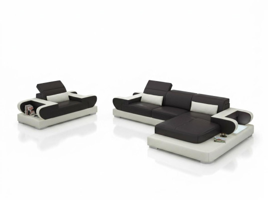 Design XXL Grand canapé Canapé d'angle Canapé en cuir Canapé Fauteuil Rembourrage Salon paysage G8002E