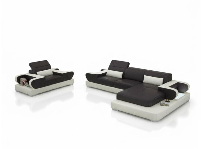 Design XXL Grand canapé Canapé d'angle Canapé en cuir Canapé Fauteuil Rembourrage Salon paysage G8002E