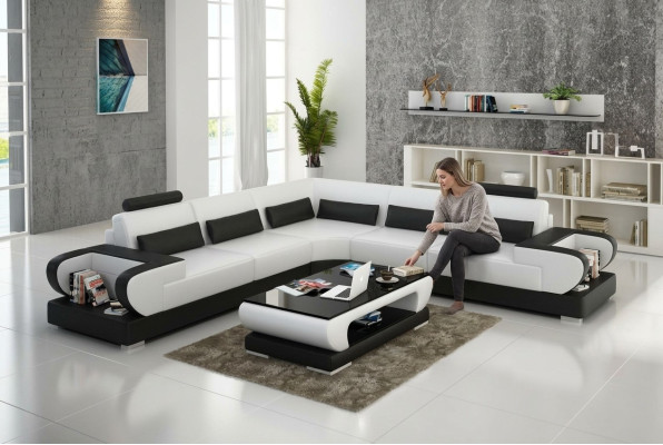 Canapé en cuir Canapé Canapé grandeur nature Canapé d'angle Suite d'angle Design Moderne Canapé G8003B