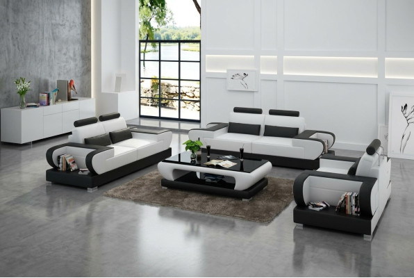 Canapé en cuir Canapé Paysage de vie 3+2+1 places Suite Design Canapé moderne G8003D