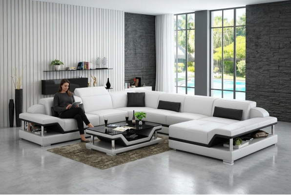 Canapé en cuir Canapé Paysage vivant Canapé d'angle Ensemble d'angle Design Canapé moderne G8004