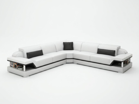Canapé en cuir Canapé Coin de salon Canapé d'angle Suite d'angle Design Moderne Sofa G8004B