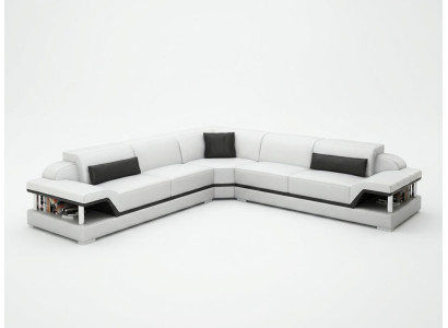 Canapé en cuir Canapé Coin de salon Canapé d'angle Suite d'angle Design Moderne Sofa G8004B