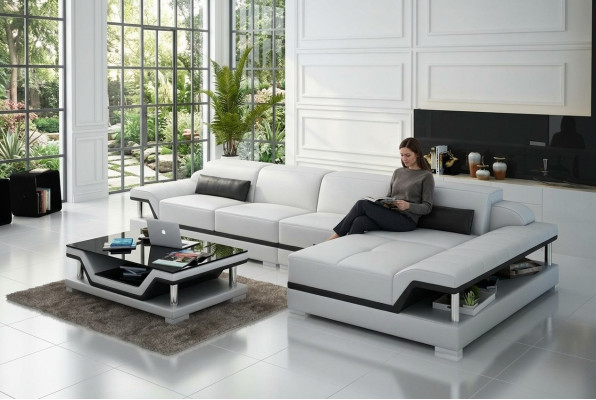 Canapé en cuir design canapé canapé rembourrage suite d'angle ensemble de sièges canapés en cuir 8004C