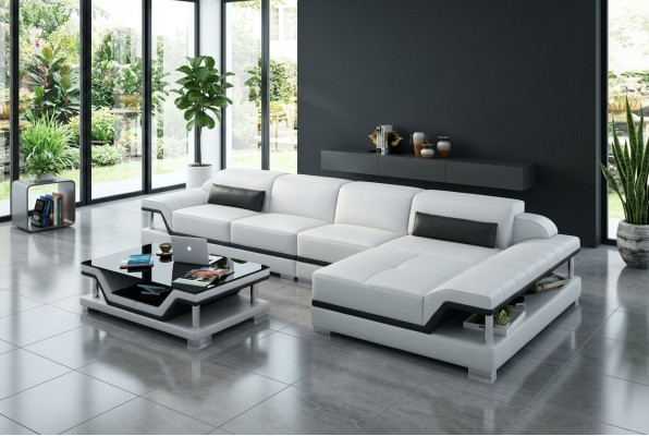 Canapé en cuir design canapé canapé rembourrage suite d'angle ensemble de sièges canapés en cuir 8004C