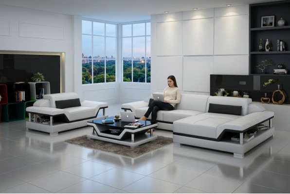 Conception canapé en cuir canapé canapé tapisserie coin salon paysage suite canapés neufs G8004F