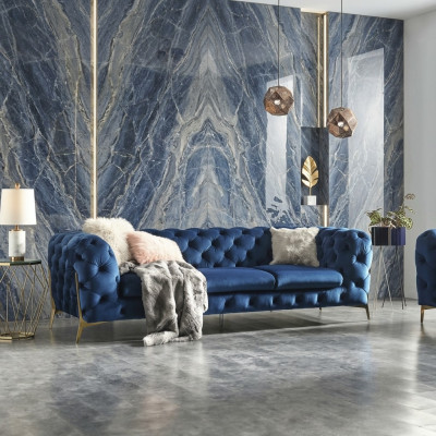 Canapé en tissu Chesterfield Rembourrage de siège Big XXL 3 places Canapé en tissu