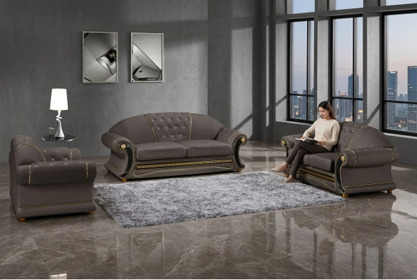 Canapé classique design 3 places Chesterfield en cuir, assise rembourrée sans 2 + 1 neuf