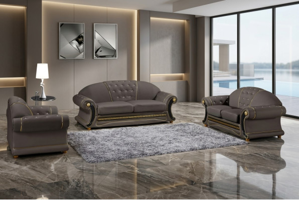 Canapé classique design 3 places Chesterfield en cuir, assise rembourrée sans 2 + 1 neuf