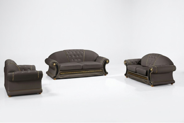 Canapé classique design 3 places Chesterfield en cuir, assise rembourrée sans 2 + 1 neuf