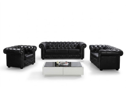 Design Chesterfield de luxe Canapé Suite en cuir 3 places #606