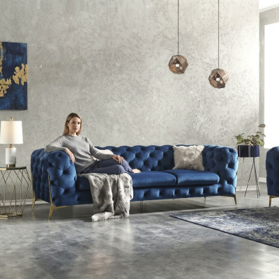 Chesterfield Noble Designer Sofa Tissu d'ameublement Canapé en velours Canapé de luxe