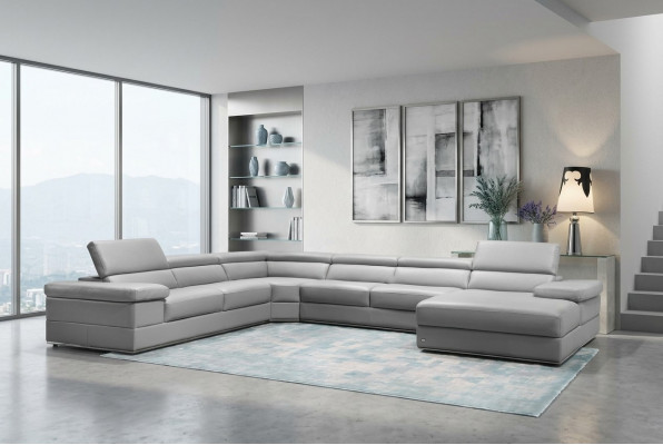 Canapé en cuir Canapé Canapé d'angle Suite d'angle Design Moderne 1530B