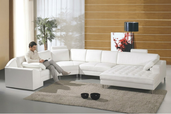 Paysage de vie moderne avec canapé Chesterfield en cuir avec boutons Canapé Rembourrage