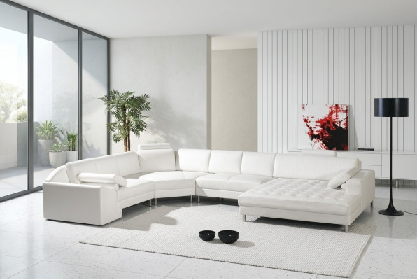 Paysage de vie moderne avec canapé Chesterfield en cuir avec boutons Canapé Rembourrage