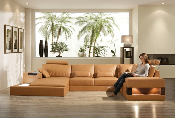 Grand canapé en cuir xxl Canapé Salon rembourrage Coin salon Suite U-forme Salon paysager
