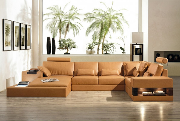 Grand canapé en cuir xxl Canapé Salon rembourrage Coin salon Suite U-forme Salon paysager