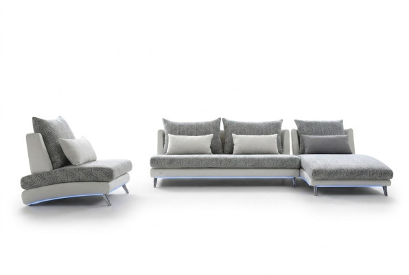 Canapé d'angle moderne design Rembourrage Salon Suite 155x390cm Tissu Canapé d'angle