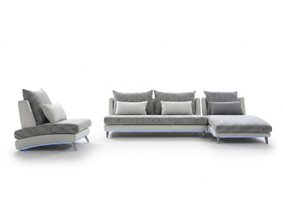Canapé d'angle moderne design Rembourrage Salon Suite 155x390cm Tissu Canapé d'angle