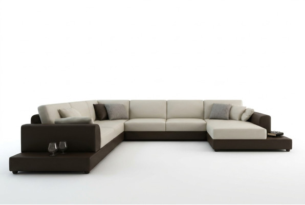 Canapé en cuir Canapé d'angle Paysage vivant Canapé d'angle Suite d'angle Design Décor Moderne
