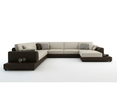 Canapé en cuir Canapé d'angle Paysage vivant Canapé d'angle Suite d'angle Design Décor Moderne