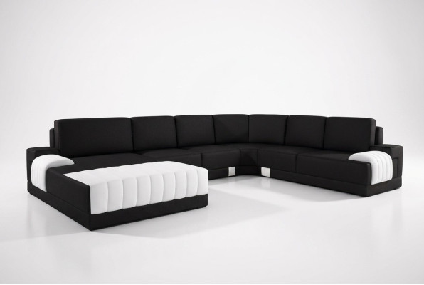 Rembourrage Cuir Canapé Sofa Canapé Coin Suite U-forme XXL Grand