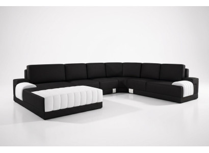 Rembourrage Cuir Canapé Sofa Canapé Coin Suite U-forme XXL Grand