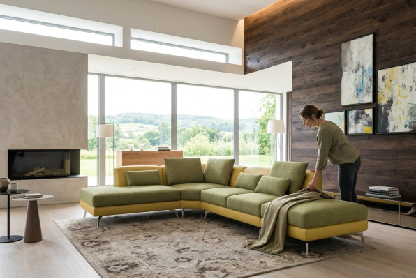 Canapé en cuir Canapé Canapé d'angle Suite de coin Design Canapé moderne 5111