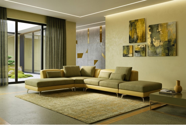 Canapé en cuir Canapé Canapé d'angle Suite de coin Design Canapé moderne 5111
