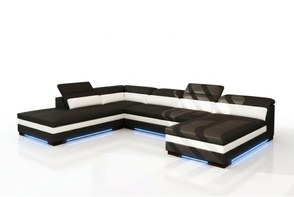 Canapé en cuir Canapé Paysage vivant Canapé d'angle Suite d'angle Design Canapé moderne 5127