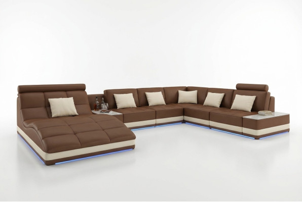 Coin salon Bix XXL Paysage de vie Canapé d'angle en cuir rembourré Suite en U