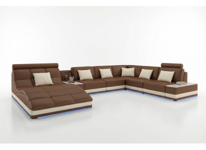 Coin salon Bix XXL Paysage de vie Canapé d'angle en cuir rembourré Suite en U