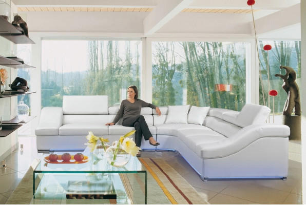 Canapé en cuir Canapé Salon Paysage vivant Canapé d'angle Suite d'angle Canapé Design Moderne