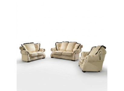 Ensemble de canapés classiques en cuir capitonné 3+2+1 sofas