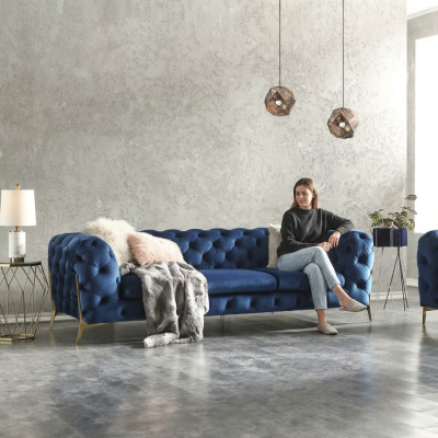 Canapé Chesterfield en velours Ensemble de canapés XXL Grand canapé