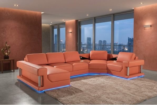 Canapé en cuir Canapé Paysage vivant Canapé d'angle Suite d'angle Design Canapé moderne A1131