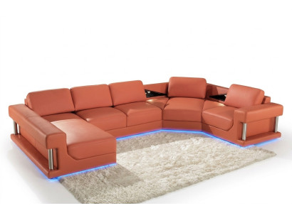 Canapé en cuir Canapé Paysage vivant Canapé d'angle Suite d'angle Design Canapé moderne A1131