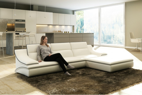 Canapé en cuir Canapé Living Paysage du coin Canapé d'angle Suite d'angle Design Sofa Moderne A1160C