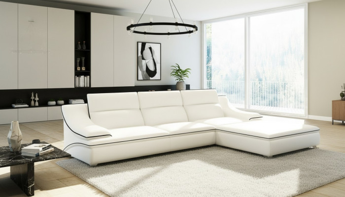 Canapé en cuir Canapé Living Paysage du coin Canapé d'angle Suite d'angle Design Sofa Moderne A1160C