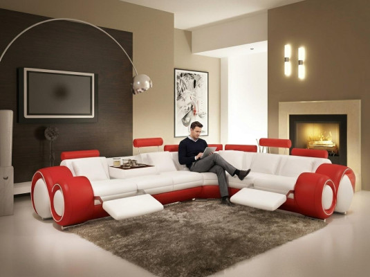 Canapé en cuir Canapé Canapé en coin Canapé d'angle Suite d'angle Design Canapé moderne A1163