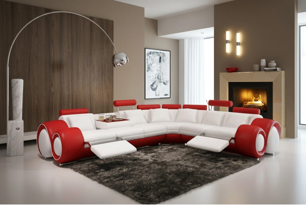 Canapé en cuir Canapé Canapé en coin Canapé d'angle Suite d'angle Design Canapé moderne A1163