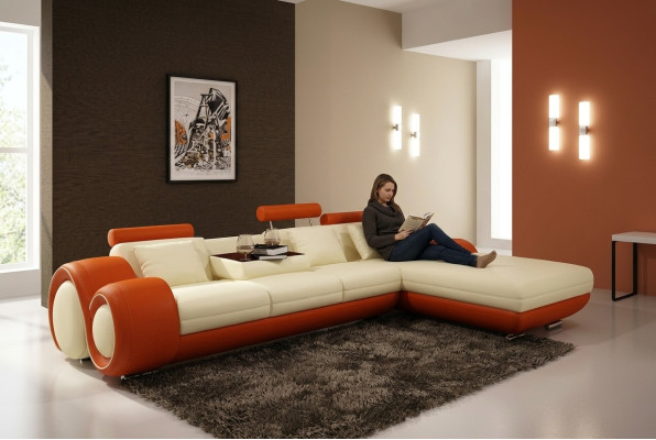 Canapé en cuir Canapé Canapé d'angle Canapé d'angle Suite d'angle Design Moderne Canapé A1163E