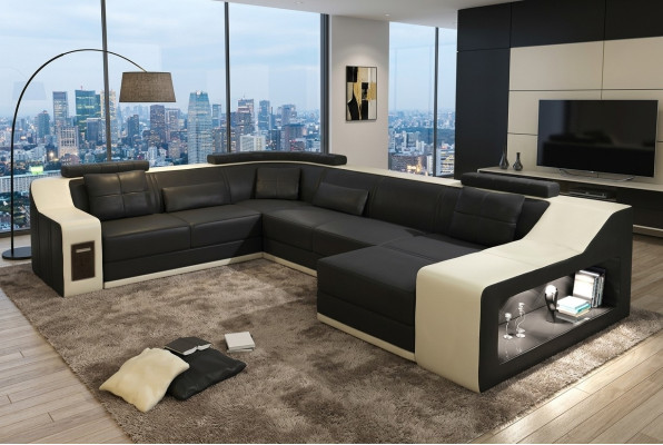 Canapé en cuir Canapé Paysage vivant Canapé d'angle Suite d'angle Design Canapé Moderne B2017 renouvelé